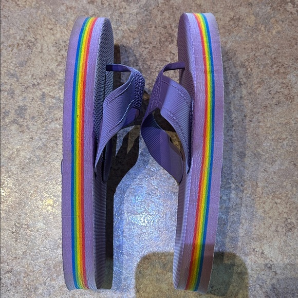 Retro style rainbow sole 🌈 foam flip flops 70’s-80’s look - Picture 5 of 7